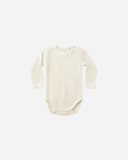 Waffle Long Sleeve Bodysuit  +Skirted Bloomer|| Natural