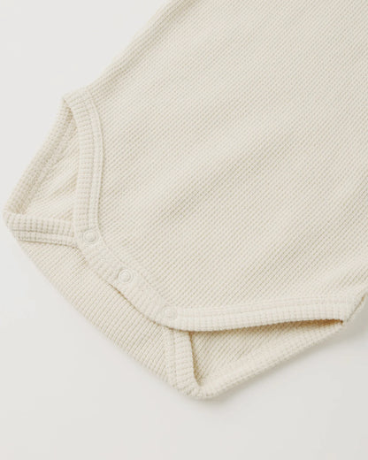 Waffle Long Sleeve Bodysuit  +Skirted Bloomer|| Natural
