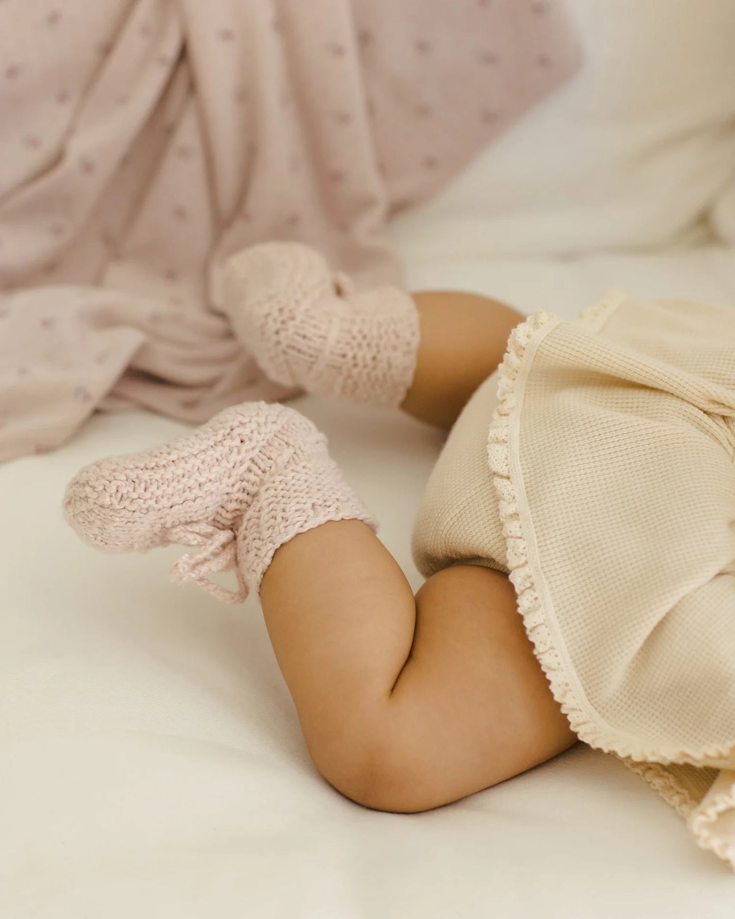 Waffle Long Sleeve Bodysuit  +Skirted Bloomer|| Natural