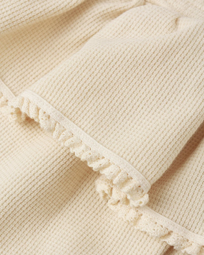 Waffle Long Sleeve Bodysuit  +Skirted Bloomer|| Natural