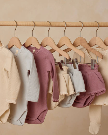 Waffle Long Sleeve Bodysuit + Skirted Bloomer  || Mulberry