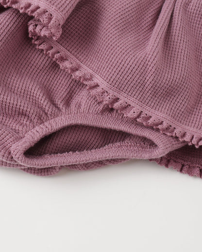 Waffle Long Sleeve Bodysuit + Skirted Bloomer  || Mulberry