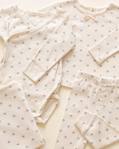 Pointelle Long Sleeve Tee + Legging || Blue Ditsy