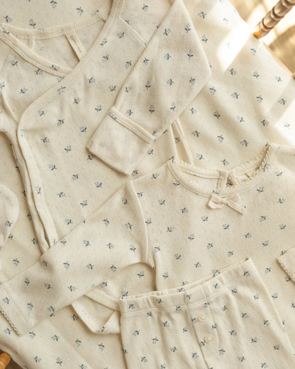 Pointelle Baby Blanket || Blue Ditsy