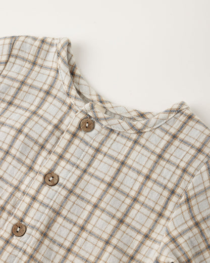 Pocketed Woven Jumpsuit || Blue Plaid