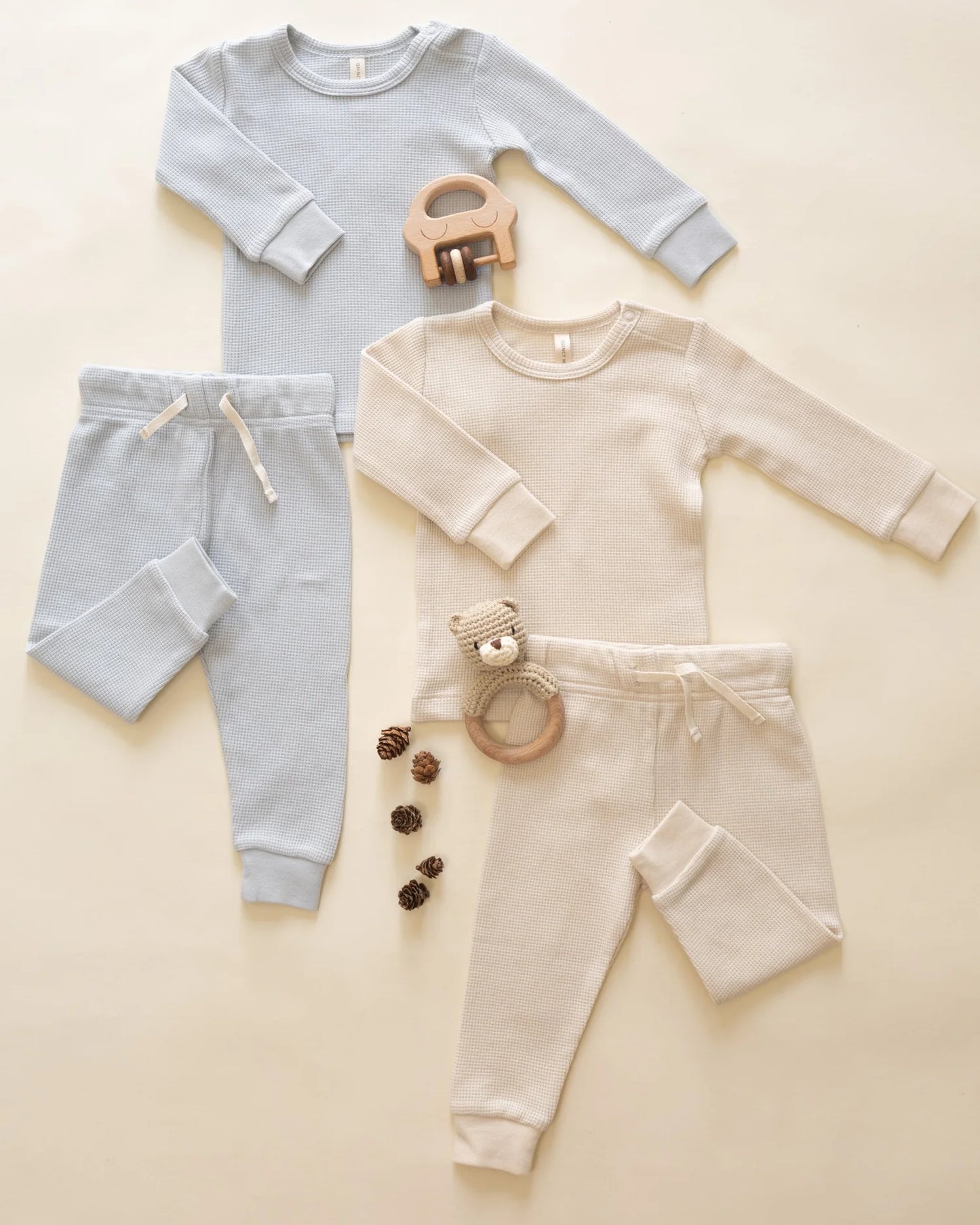 Waffle Top + Pant Set || Natural