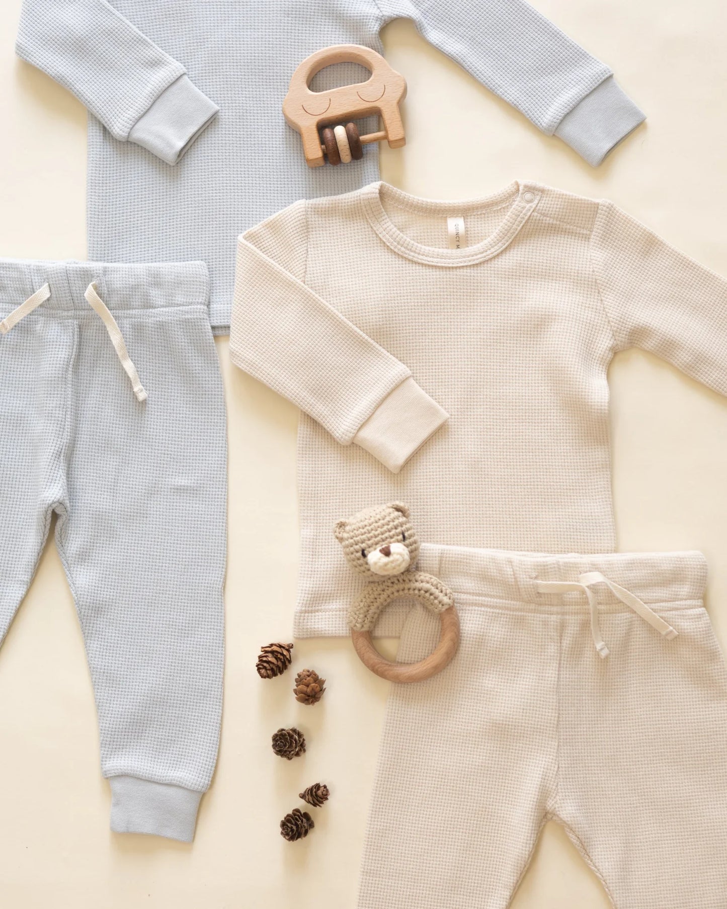 Waffle Top + Pant Set || Natural