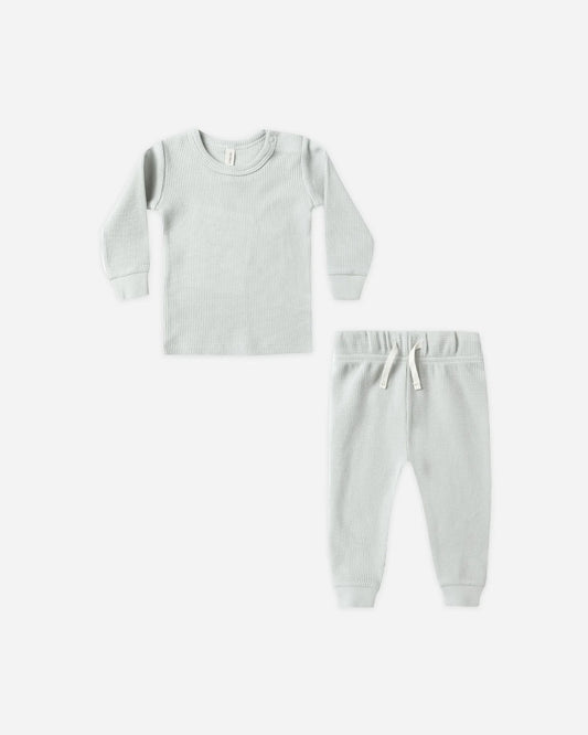 Waffle Top + Pant Set || Ice Blue
