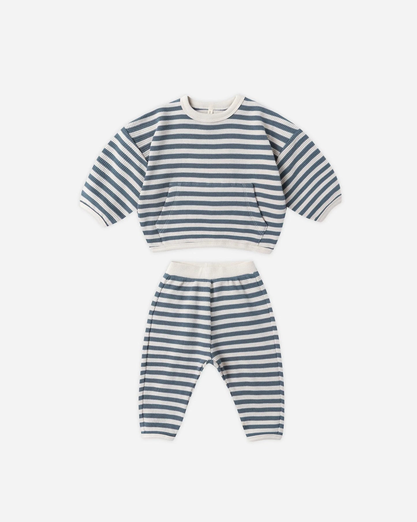 Waffle Slouch Set || Ocean Stripe