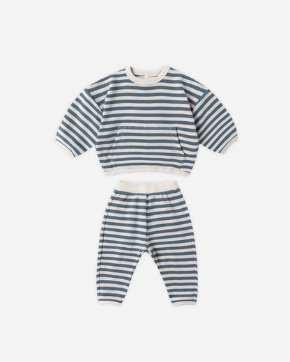 Waffle Slouch Set || Ocean Stripe