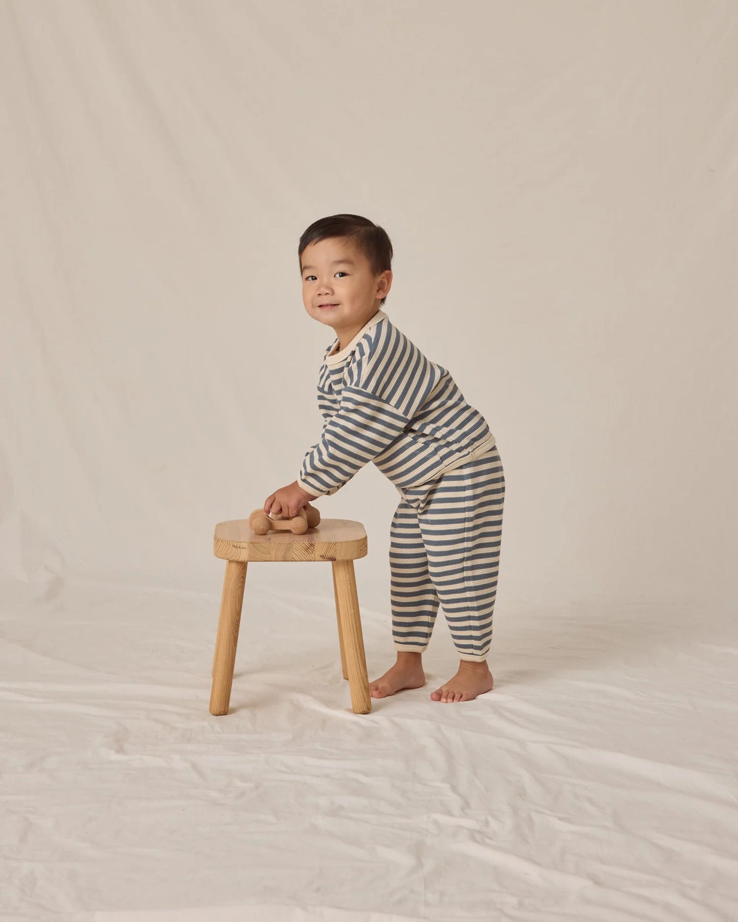 Waffle Slouch Set || Ocean Stripe