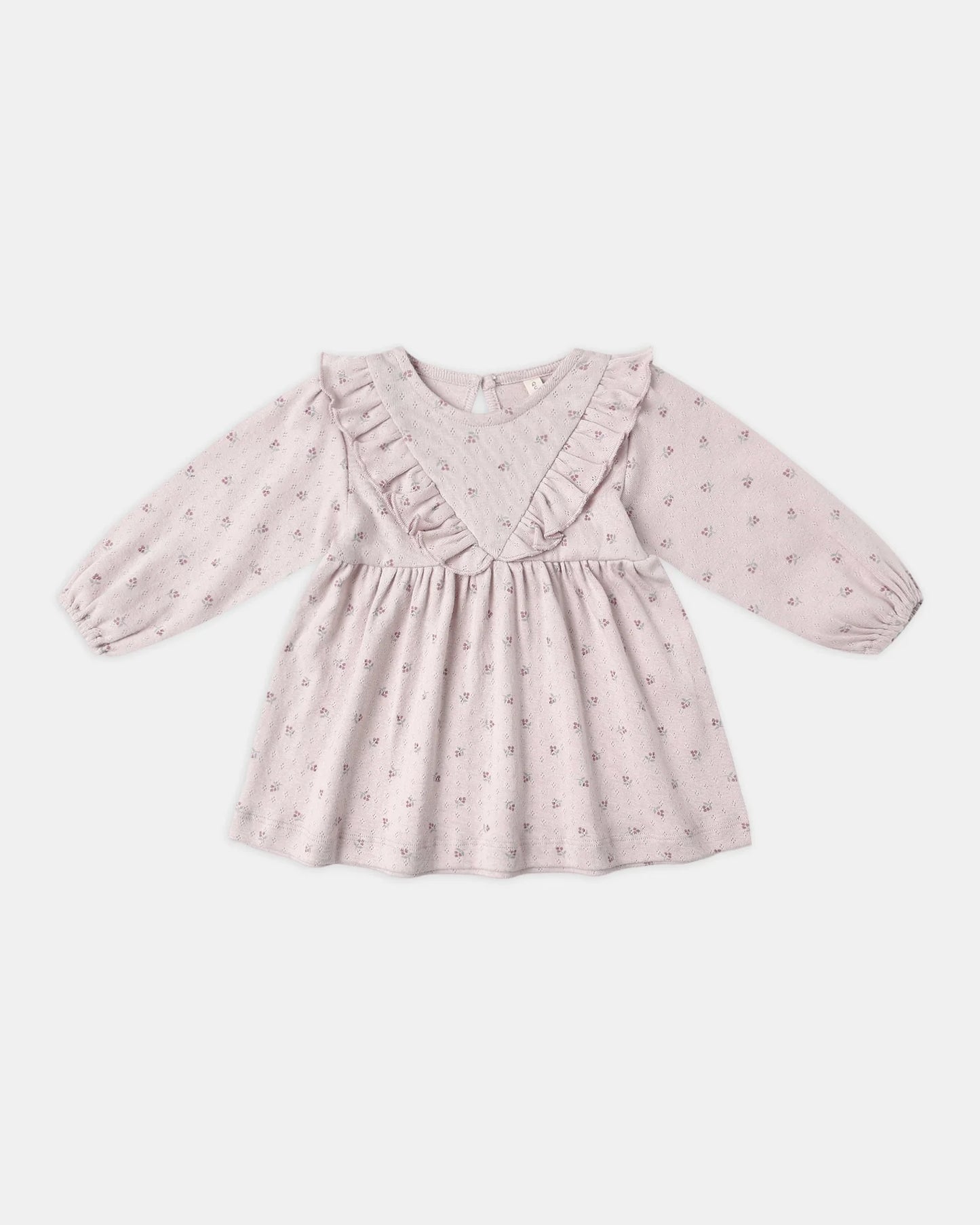 Long Sleeve Ruffle V Dress || Lilac Ditsy