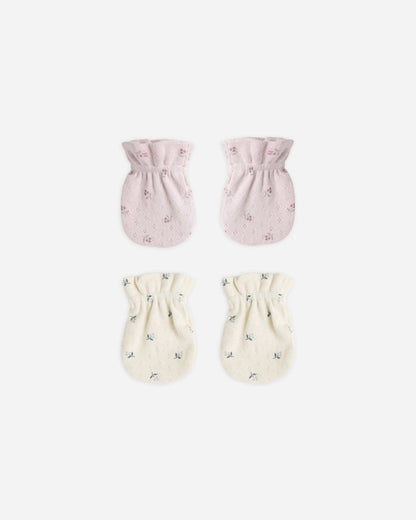 No Scratch Mittens, Set Of 2 || Blue Ditsy, Lilac Ditsy