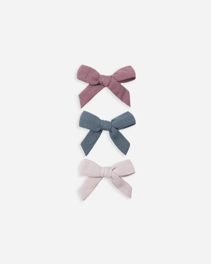 Bow W. Clip, Set Of 3 || Mulberry, Ocean, Lilac