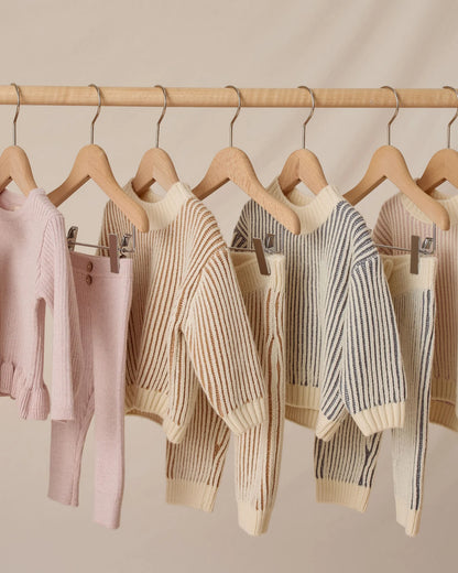 Rib Knit Peplum Top + Legging Set || Oat