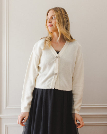 Women's Bow Cardigan | Ivory