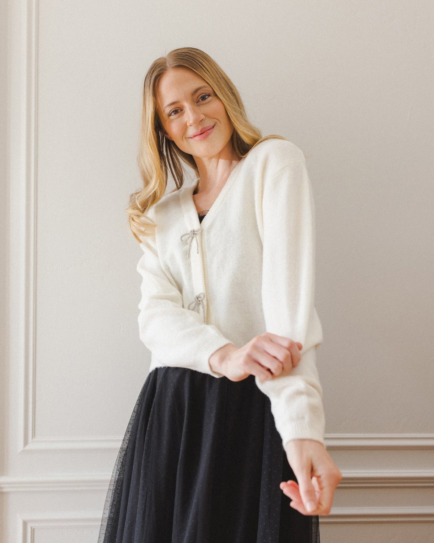 Women's Bow Cardigan | Ivory