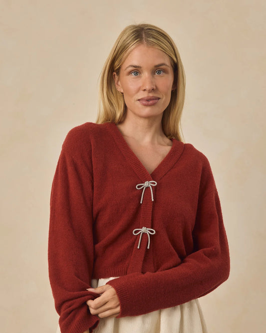 Women's Bow Cardigan | Ruby