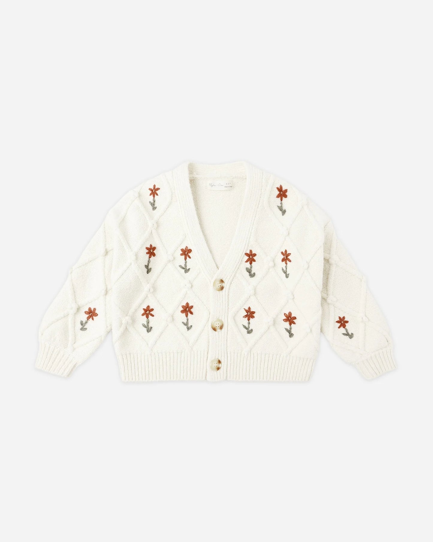 Boxy Crop Cardigan || Winter Daisy Embroidery