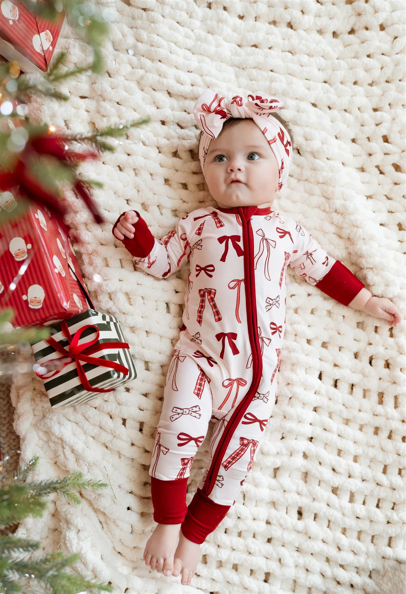 Merry Little Bows Zipper Romper