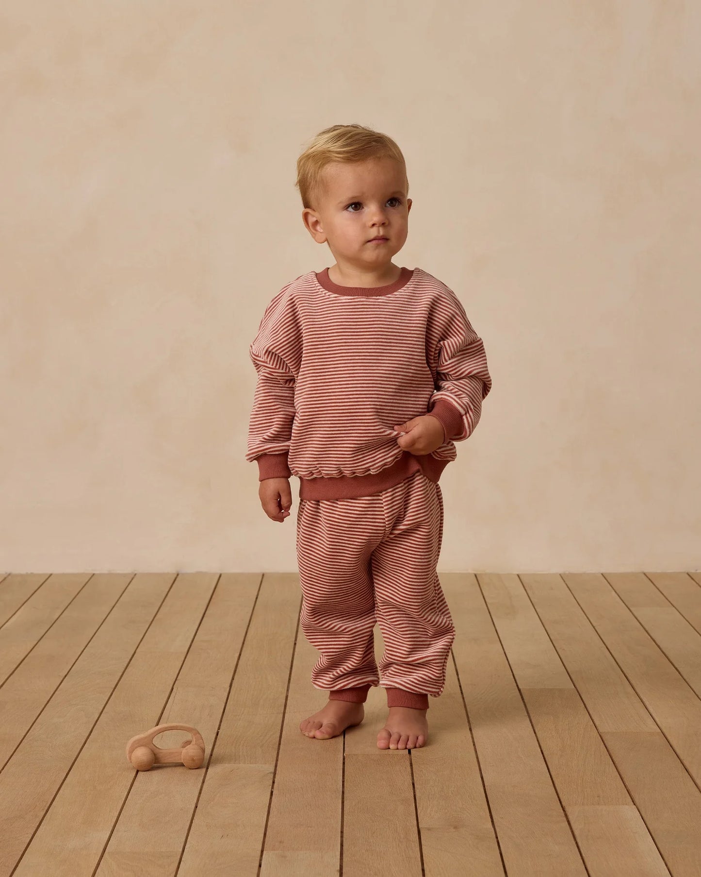 Velour Relaxed Sweatshirt + Pant Set || Candy Stripe