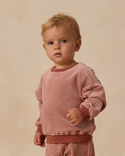 Velour Relaxed Sweatshirt + Pant Set || Candy Stripe