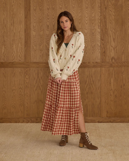 Women's Boxy Crop Cardigan | Winter Daisy Embroidery