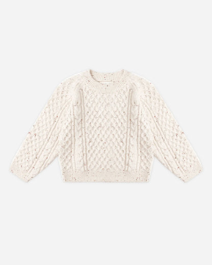 Cable Knit Sweater || Natural Speckled