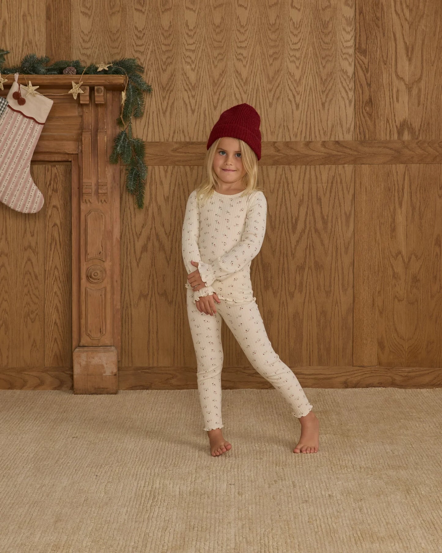 Ribbed Long Sleeve Top + Legging Set || Natural Ditsy