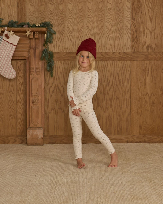 Ribbed Long Sleeve Top + Legging Set || Natural Ditsy