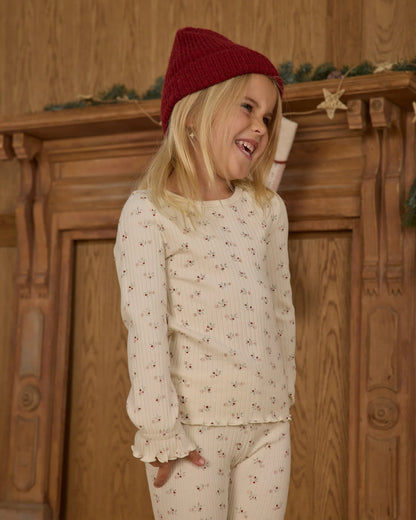 Ribbed Long Sleeve Top + Legging Set || Natural Ditsy