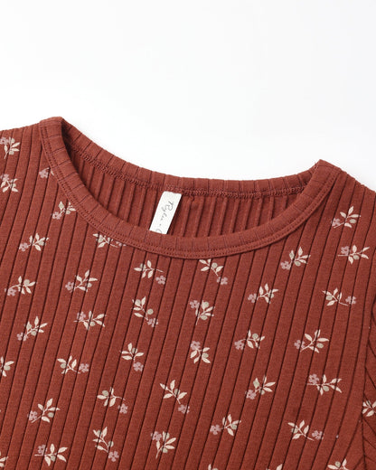 Ribbed Long Sleeve Top + Legging Set|| Ruby Ditsy