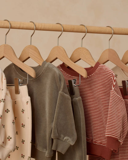 Velour Relaxed Sweatshirt + Pant Set || Candy Stripe