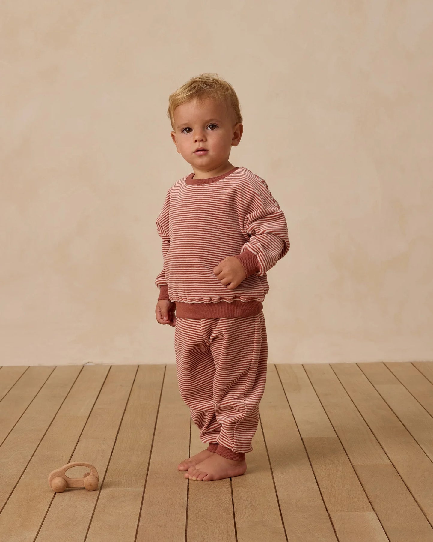 Velour Relaxed Sweatshirt + Pant Set || Candy Stripe