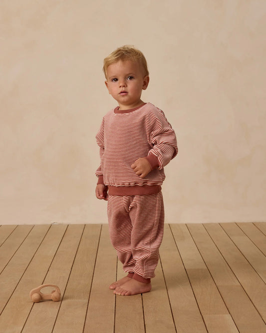 Velour Relaxed Sweatshirt + Pant Set || Candy Stripe