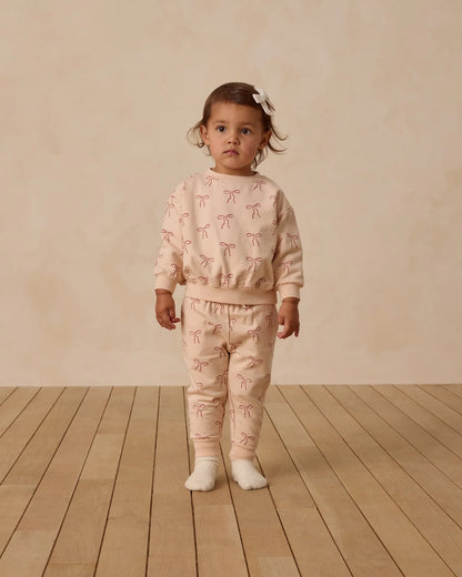 Relaxed Fleece Sweatshirt + Pant Set || Red Bows