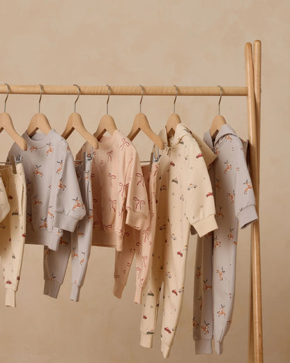 Relaxed Fleece Sweatshirt + Pant Set || Red Bows