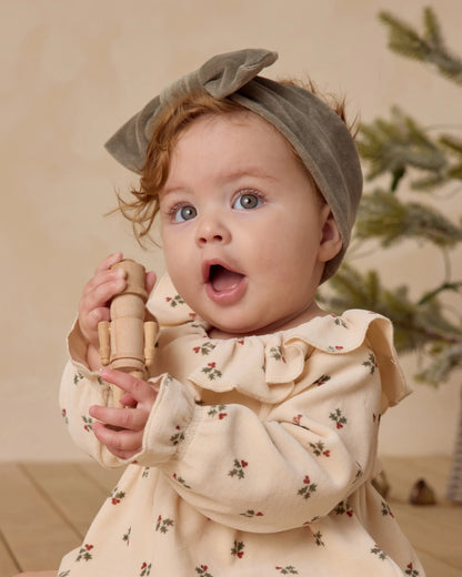 Velour Bow Headband || Forest