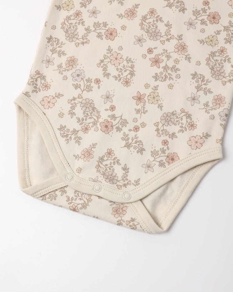 Jersey Bodysuit, 2 Pack | Floral Vine & Dusty Rose