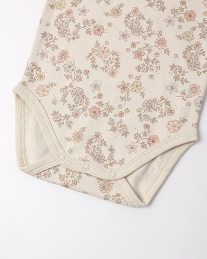 Jersey Bodysuit, 2 Pack | Floral Vine & Dusty Rose