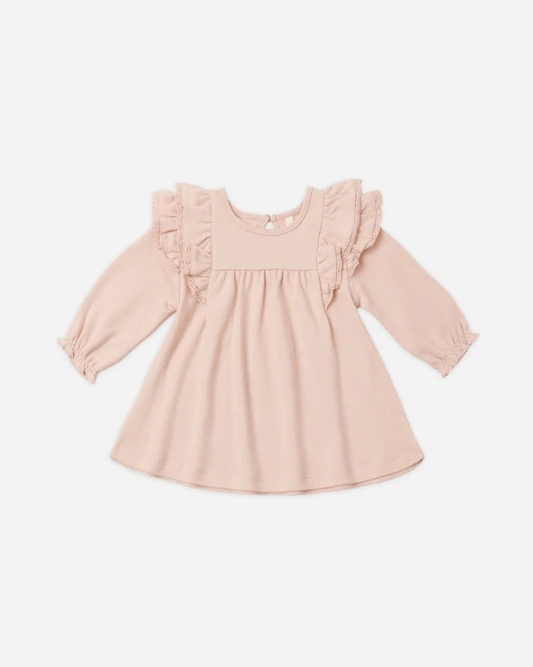 Long Sleeve Flutter Dress | Dusty Rose
