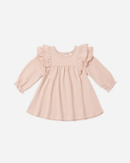 Long Sleeve Flutter Dress | Dusty Rose