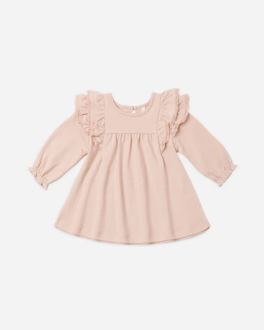 Long Sleeve Flutter Dress | Dusty Rose