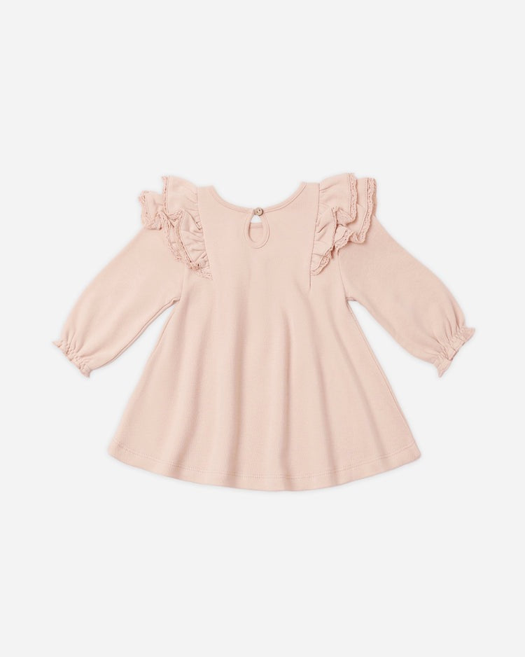 Long Sleeve Flutter Dress | Dusty Rose