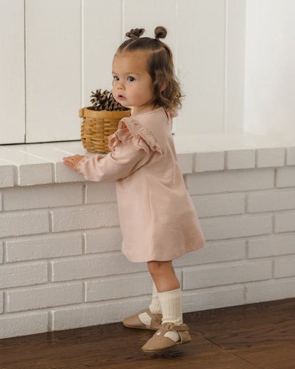 Long Sleeve Flutter Dress | Dusty Rose