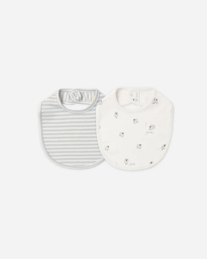 Jersey Snap Bib, 2 Pack | Sheep & Cloud Stripe