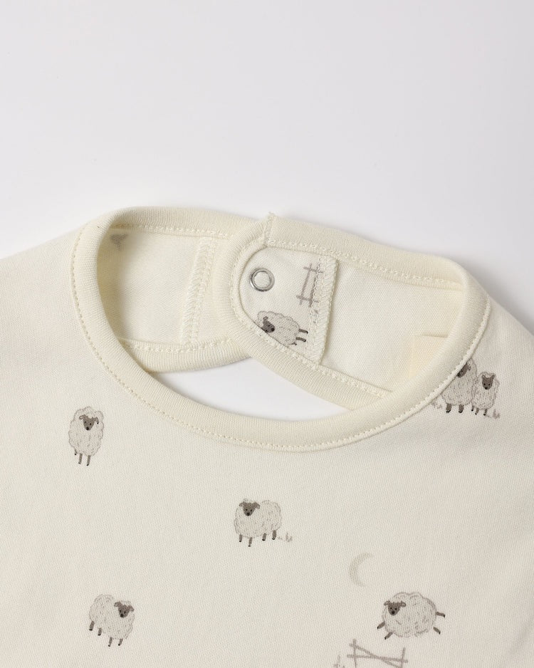 Jersey Snap Bib, 2 Pack | Sheep & Cloud Stripe