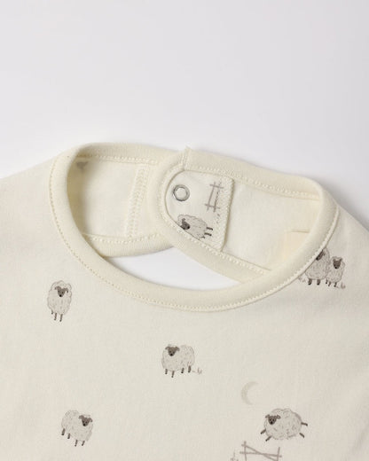 Jersey Snap Bib, 2 Pack | Sheep & Cloud Stripe
