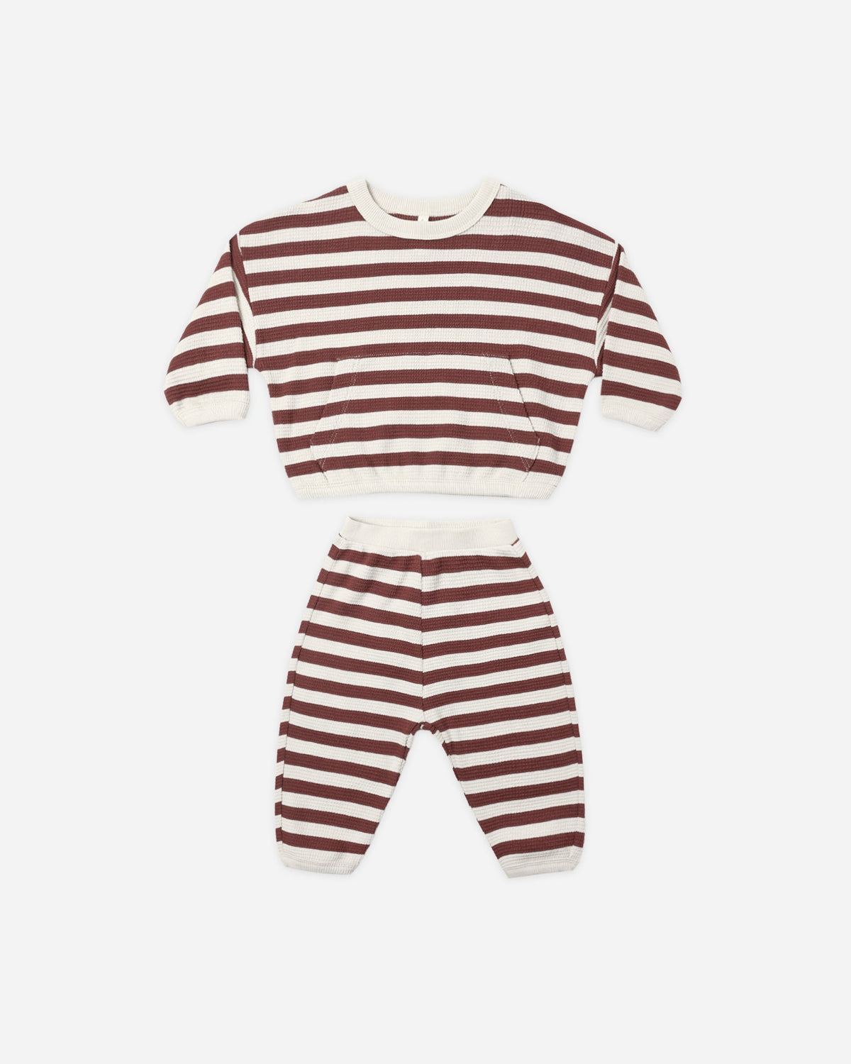 Waffle Slouch Set | Black Cherry Stripe