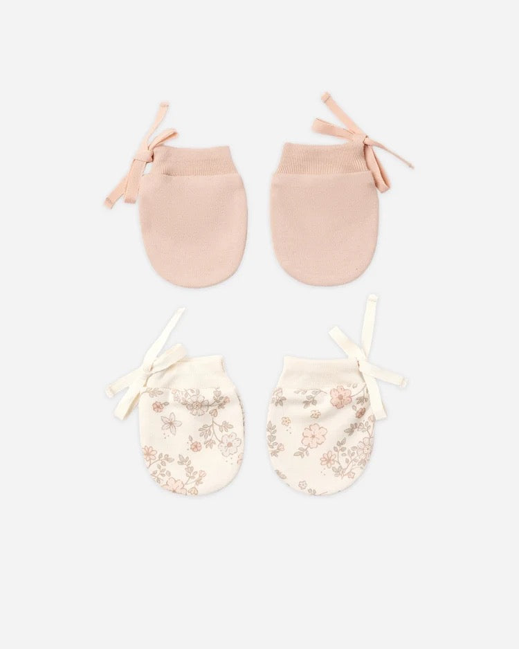 No Scratch Mittens, Set Of 2 | Floral Vine & Dusty Rose
